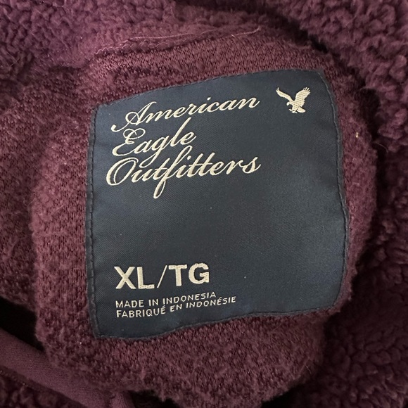 American Eagle fuzzy fleece hooded zip up - Picture 6 of 6